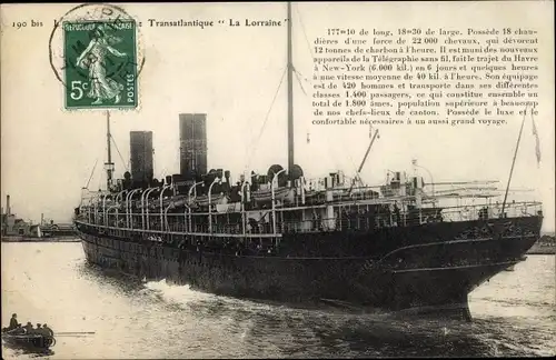 Ak Dampfschiff Lorraine, CGT, French Line