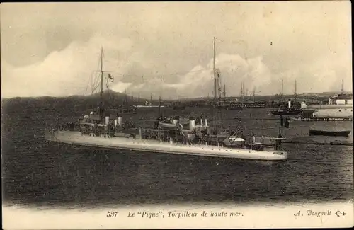 Ak Französisches Kriegsschiff, Pique, Torpilleur