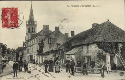 Ak Sainte Gemmes d'Andigné Maine et Loire, Ortspartie
