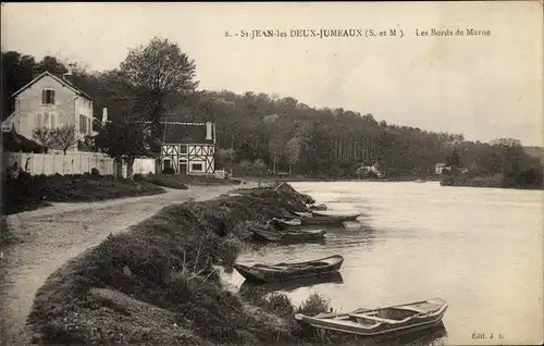 Ak Saint Jean les Deux Jumeaux Seine et Marne, Les Bords de Marne