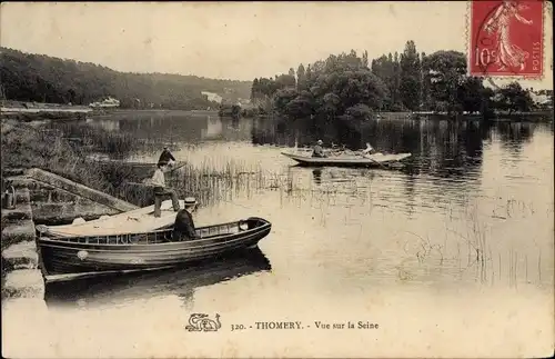 Ak Thomery Seine et Marne, Vue sur la Seine