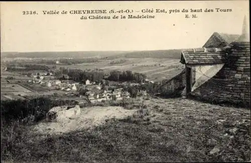 Ak Chevreuse Yvelines, Cote Est, pris du haut des Tours du Chateau de la Madeleine