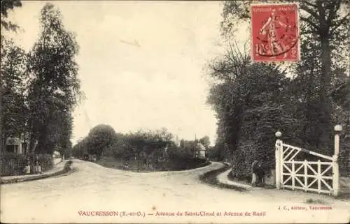 Ak Vaucresson Hauts de Seine, Avenue de Saint Cloud et Avenue du Rueil