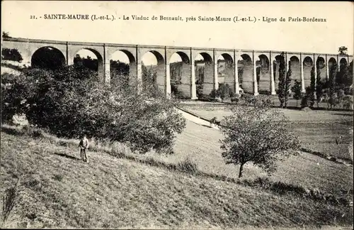 Ak Sainte Maure de Touraine Indre et Loire, Le Viaduc de Besnault