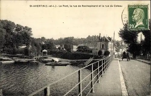 Ak Saint Avertin Indre et Loire, Le Pont, la rue de Rochepinard et la rue du Coteau