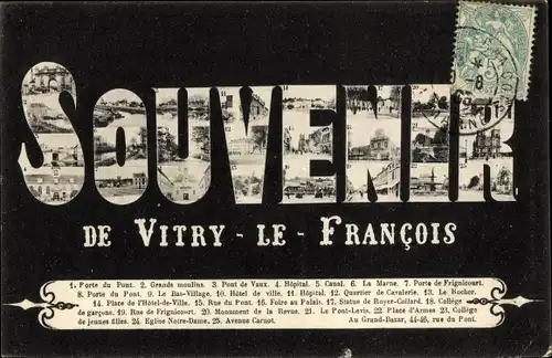 Buchstaben Ak Vitry le François Marne, Souvenir