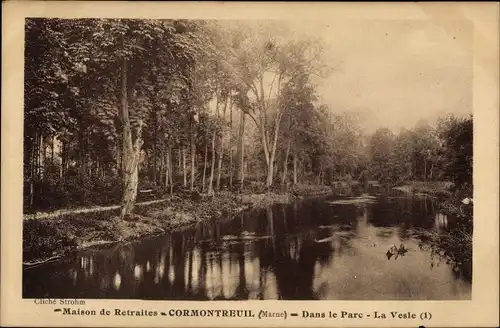 Ak Cormontreuil Marne, Dans le Parc, La Vesle