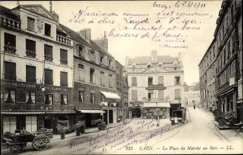 Ak Caen Calvados, La Place du Marche au Bois