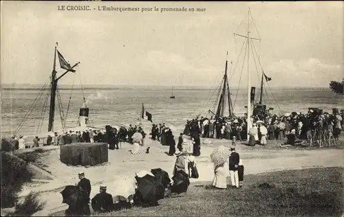 Ak Le Croisic Loire Atlantique, L'Embarquement pour la promenade en mer