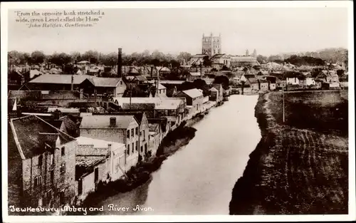 Ak Tewkesbury Gloucestershire, Abbey, River Avon