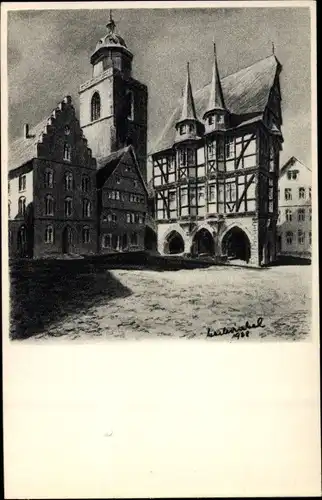 Künstler Ak Winkel, K., Alsfeld in Hessen, Rathaus