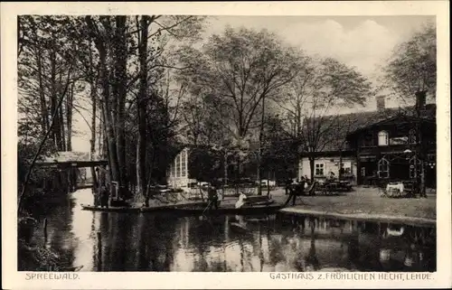 Ak Lehde Lübbenau im Spreewald, Gasthaus Zum fröhlichen Hecht, Inh. Richter