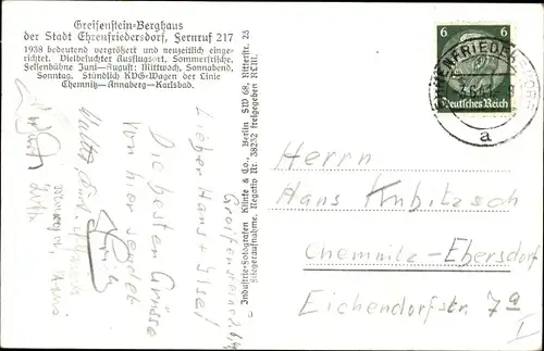 Ak Ehrenfriedersdorf im Erzgebirge, Fliegeraufnahme der Greifensteine und Berghaus, Nr. 10789