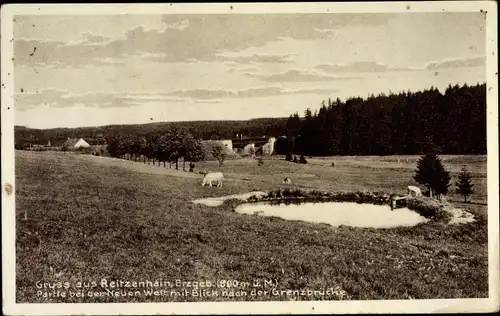 Ak Reitzenhain Marienberg im Erzgebirge, Blick nach der Grenzbrücke