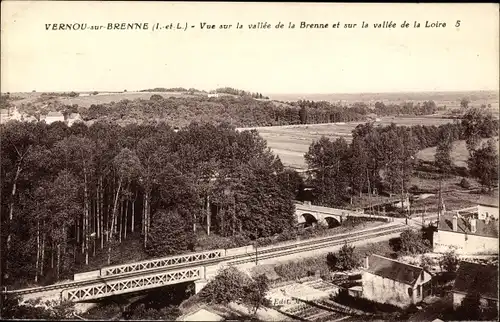 Ak Vernou sur Brenne Indre et Loire, Vue sur la vallee de la Brenne et sur la vallee de la Loire