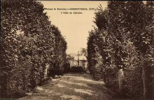 Ak Cormontreuil Marne, L'Allee du Calvaire