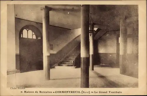 Ak Cormontreuil Marne, Le Grand Vestibule, Maison de Retraites