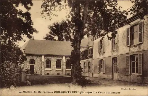 Ak Cormontreuil Marne, Maison de Retraites, La Cour d'Honneur