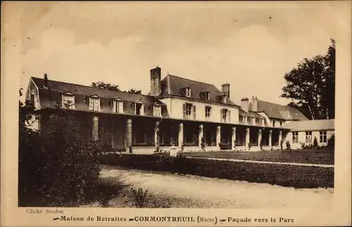 Ak Cormontreuil Marne, Maison de Retraites, Facade vers le Parc