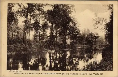 Ak Cormontreuil Marne, Maison de Retraites, Dans le Parc, La Vesle