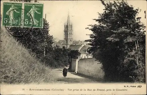 Ak Arromanches Calvados, Vue prise de la Rue de Fresne, pres le Cimetiere
