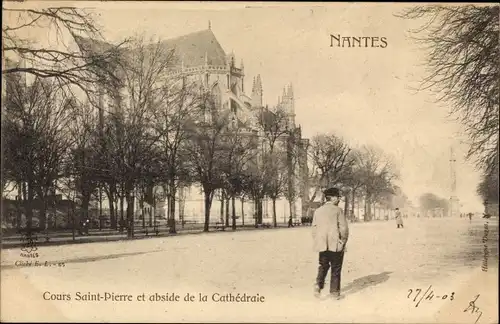 Ak Nantes Loire Atlantique, Cours Saint Pierre et abside et la Cathedrale