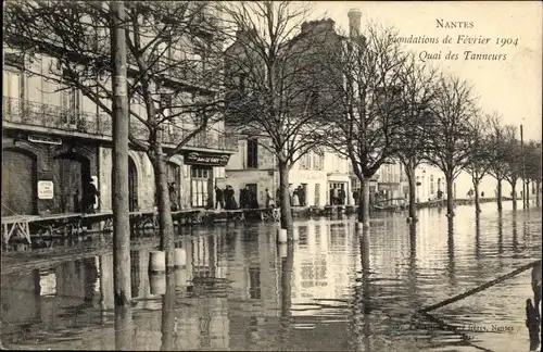 Ak Nantes Loire Atlantique, Inondations 1904, Quai des Tanneurs