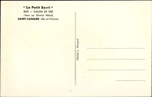 Ak Saint Lunaire Ille et Vilaine, Le Petit Berri, Bar, Salon de The