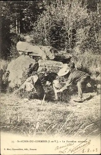 Ak Saint Aubin sur Cormier Ille et Vilaine, La Fontaine minerale