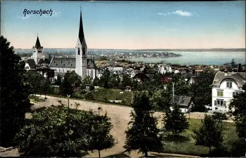 Ak Rorschach Kanton Sankt Gallen Schweiz, Teilansicht mit Kirche