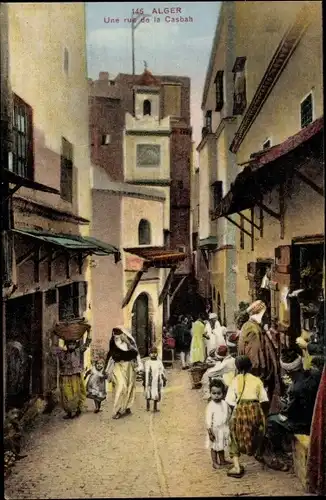 Ak Algier Alger Algerien, Une rue de la Casbah