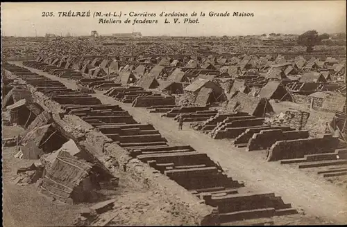 Ak Trelaze Maine et Loire, Carrieres d'ardoises de la Grande Maison, Ateliers de fendeurs