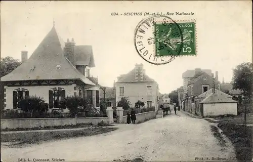 Ak Seiches Maine et Loire, Rue Nationale