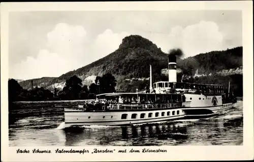 Ak Sächsische Schweiz, Salondampfer Dresden mit dem Lilienstein