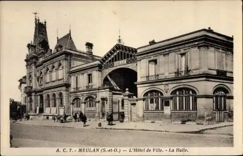 Ak Meulan en Yvelines, L'Hotel de Ville, La Halle