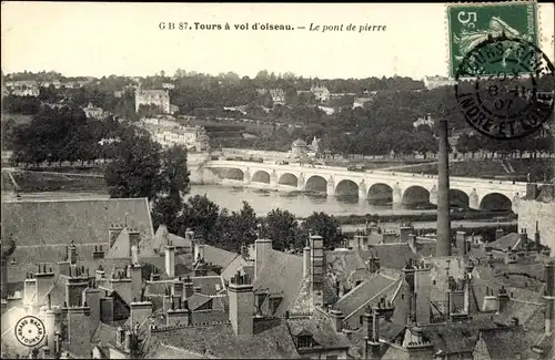 Ak Tours Indre et Loire, Le Pont de pierre