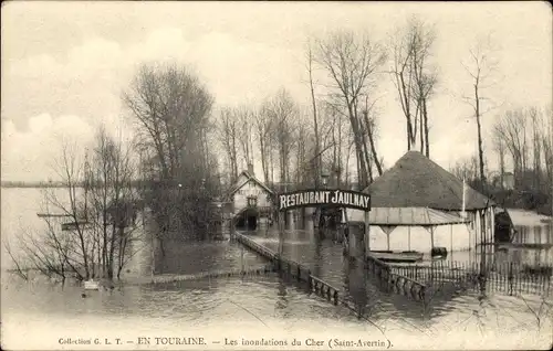 Ak Saint Avertin Indre et Loire, Les inondations du Cher