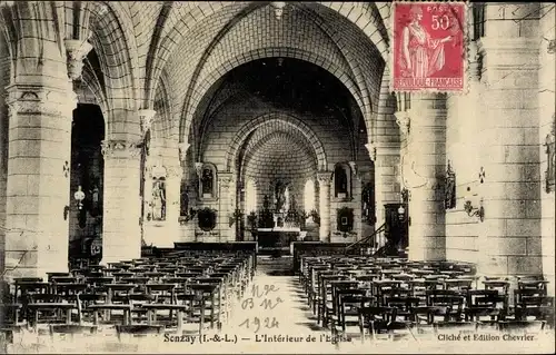 Ak Sonzay Indre et Loire, L'Interieur de l'Eglise