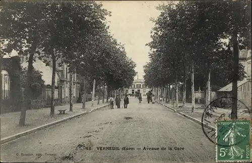 Ak Verneuil Eure, Avenue de la Gare