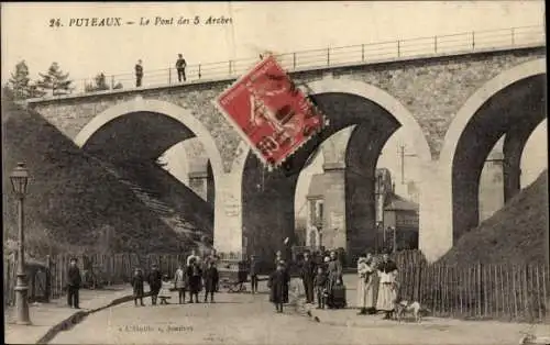 Ak Puteaux Hauts de Seine, Le Pont des 5 Arches