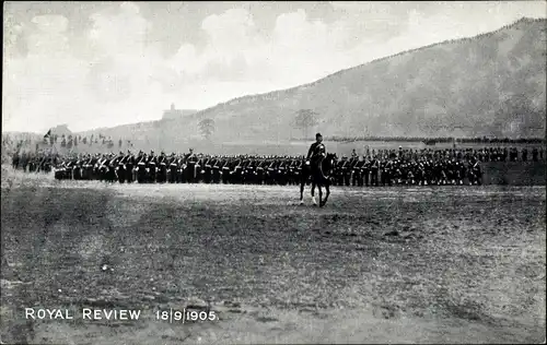Ak Edinburgh Schottland, Royal Review 18 09 1905, Soldaten
