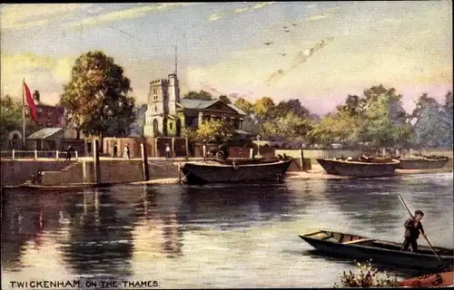 Künstler Ak Twickenham London, Thames, boats