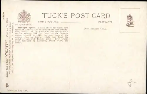 Künstler Ak London City, Trafalgar Square