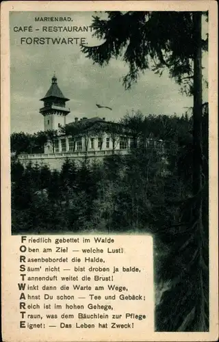 Ak Mariánské Lázně Marienbad Region Karlsbad, Restaurant Forstwarte