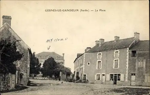 Ak Gesnes-le-Gandelin Sarthe, La Place