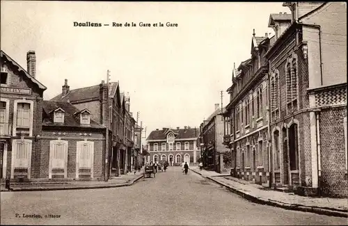 Ak Doullens Somme, Rue de la Gare