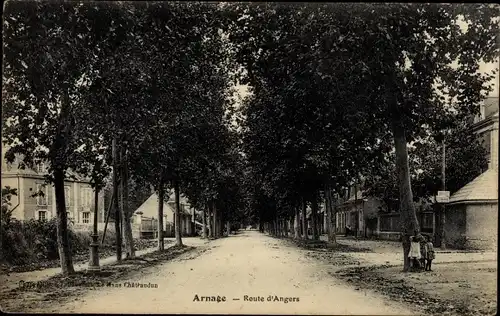 Ak Arnage Sarthe, Route d'Angers