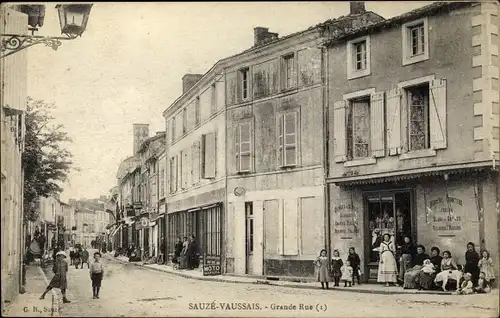 Ak Sauze Vaussais Deux Sevres, Grand Rue