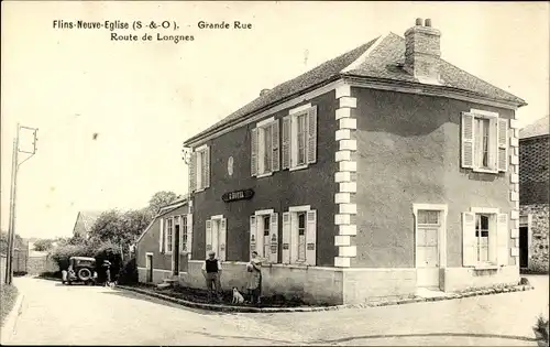 Ak Flins-Neuve-Église Yvelins, Grand Rue, Route de Longnes