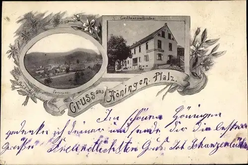 Passepartout Ak Höningen Altleiningen im Pfälzer Wald, Gasthaus zum Hirschen, Panorama